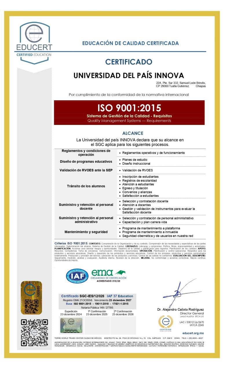 Certificación ISO 9001:2015